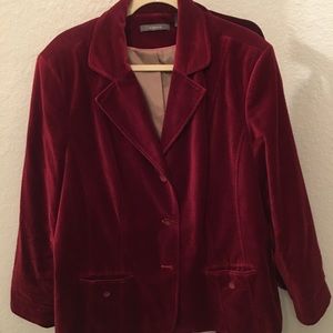 Red velvet blazer